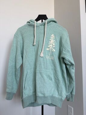 Seaside Mint Green Hoodie with Tree Design